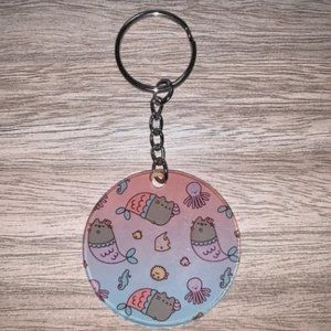 Pusheen mermaid ombré keychain purse charm new